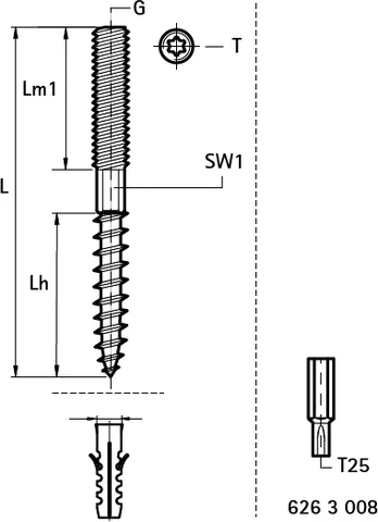 Винт-шуруп, BIS Torx, M10, 110, оцинкованная сталь, упаковка 50 шт — изображение 1