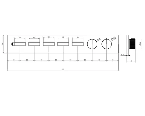 Смеситель для душа, Gessi, HI-FI, на 5 потребителей, цвет-Copper Brushed PVD — изображение 1