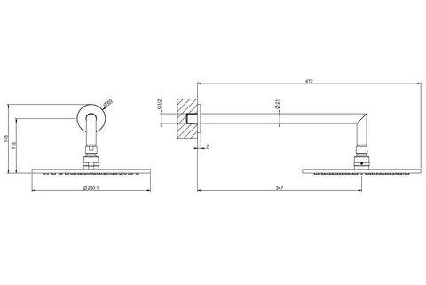 Верхний душ, Gessi, Anello, 250*250, цвет-Finox Brushed Nickel — изображение 1