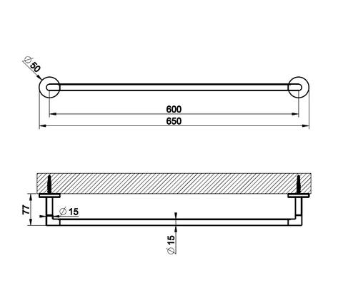 Полотенцедержатель, Gessi, Ingranaggio, шгв 600*77*50, цвет-Black Metal PVD — изображение 1