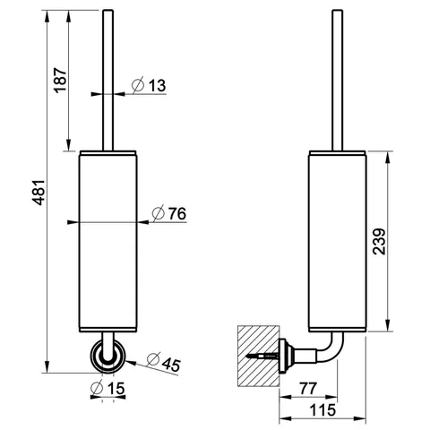 Ёршик, Gessi, VENTI20, шгв 76*115*481, цвет колбы-белый, цвет-Black Metal PVD — изображение 1