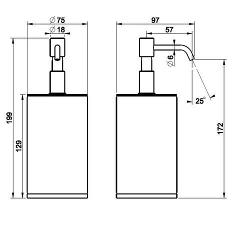 Дозатор для жидкого мыла, Gessi, VENTI20, шгв 75*97*199, цвет дозатора/колбы-Warm Bronze PVD/черный — изображение 1