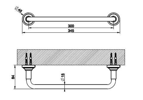 Полотенцедержатель, Gessi, VENTI20, шгв 345*84*45, цвет-Finox Brushed Nickel — изображение 1