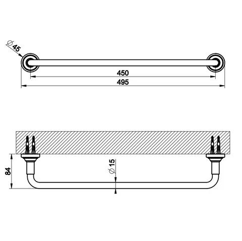 Полотенцедержатель, Gessi, VENTI20, шгв 495*84*45, цвет-хром — изображение 1