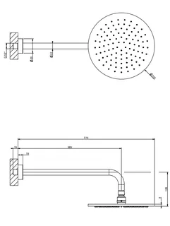 Верхний душ, Gessi, Habito Bath-Shower, 250*250, цвет-Finox Brushed Nickel — изображение 1