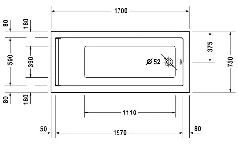 Ванна, Duravit, Starck, шгв 1700*750*460 мм, цвет-белый — изображение 1