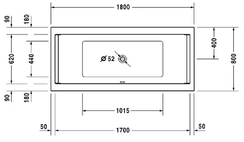 Ванна, Duravit, Starck, шгв 1800*800*460, цвет-белый — изображение 1
