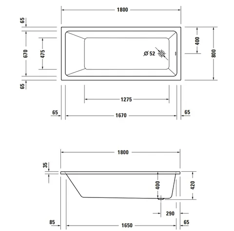 Ванна, Duravit, Duravit No.1, шгв 1800*800*420, цвет-белый — изображение 1