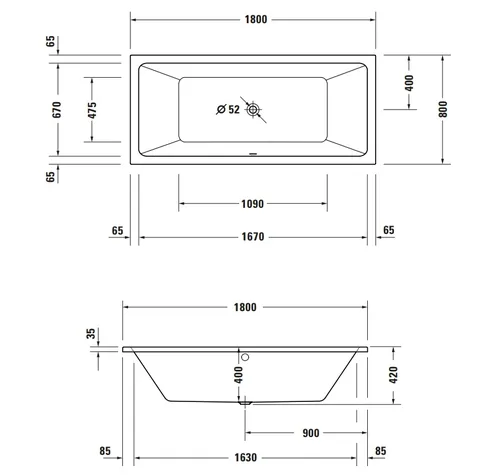 Ванна, Duravit, Duravit No.1, шгв 1800*800*420, цвет-белый — изображение 1