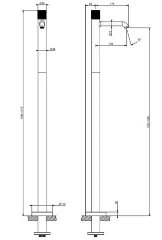 Смеситель для раковины, Gessi, Habito, DIAMANTATO, напольный, цвет-Finox Brushed Nickel — изображение 1