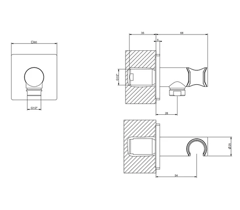 Шланговое подсоединение, Gessi, Inverso Bath&Shower, цвет-Black Metal Brushed PVD — изображение 1