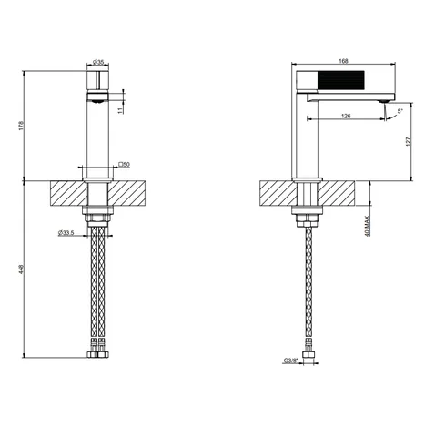 Смеситель для раковины, Gessi, Inverso Rigato, на раковину/столешницу, цвет-хром — изображение 1