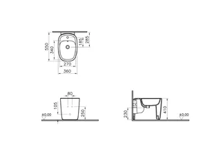 Биде, Vitra, Plural, напольный, шгв 360*550*410, VitrA Clean, цвет-белый — изображение 1