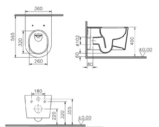 Унитаз, Vitra, Nest QFlush, подвесной, шгв 360*560*360, VitrA Clean/VitrA Hygiene, цвет-белый, тип дефекта - царапины — изображение 3