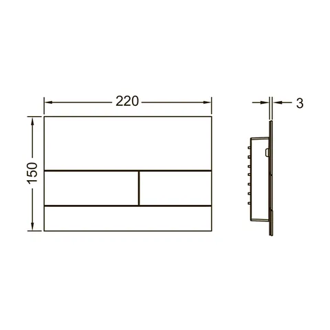 Клавиша смыва, TECE, TECEsquare II, для унитаза, шгв 220*3*150, цвет-PVD Brushed Nickel (с покрытием против отпечатков пальцев) — изображение 1