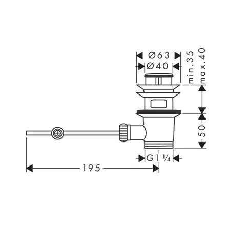 Донный клапан, Hansgrohe, для раковин и биде, 1 1/4", цвет-бронза брашированная — изображение 1
