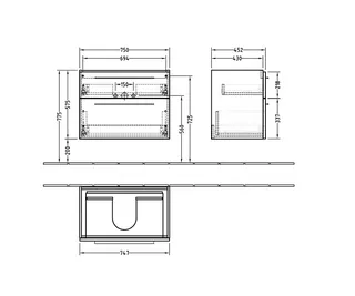 Тумба под раковину, Villeroy&Boch, Verity Design, шгв 750*450*575, раковина-необходимо заказать, цвет-белый — изображение 1