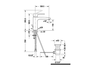 Смеситель для раковины, Duravit, B.1, цвет-хром — изображение 1