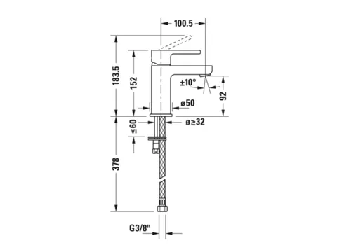 Смеситель для раковины, Duravit, B.2, цвет-хром — изображение 1