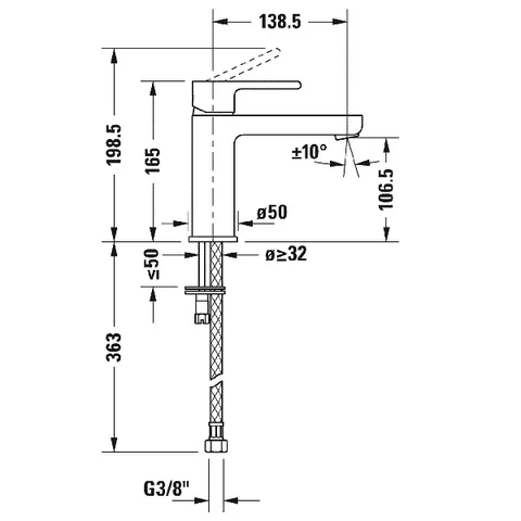 Смеситель для раковины, Duravit, B.2, цвет-хром — изображение 1