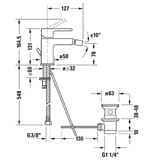 Смеситель для биде, Duravit, B.2, цвет-хром — изображение 1