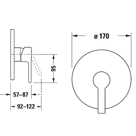 Смеситель для душа, Duravit, B.2, на 1 потребитель, цвет-хром — изображение 1