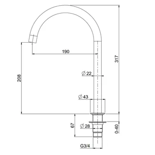 Излив, Quadro design, Complements, цвет-Black gold PVD — изображение 1