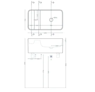 Раковина, Artceram, Brooklyn, шгв 600*350*250, отверстия для смесителя-отсутствуют, Saniglaze, цвет-белый (Товар заказной, возврату не подлежит) — изображение 1