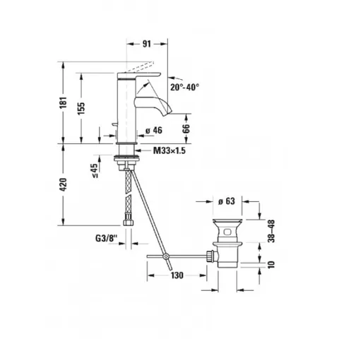 Смеситель для раковины, Duravit, C.1, цвет-черный матовый — изображение 1