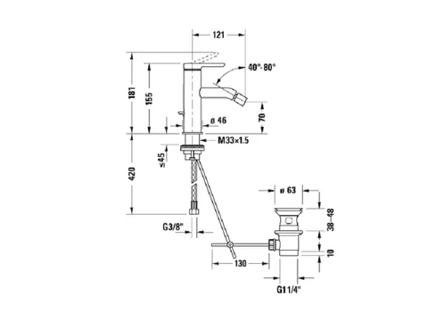 Смеситель для биде, Duravit, C.1, цвет-Black Matt — изображение 1