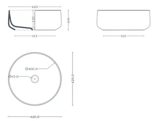 Раковина, Artceram, Cognac, шгв 420*420*160, отверстия для смесителя-отсутствуют, Saniglaze, цвет-черный матовый (Товар заказной, возврату не подлежит) — изображение 1