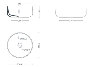Раковина, Artceram, Cognac, шгв 350*350*160, отверстия для смесителя-отсутствуют, Saniglaze, цвет-белый (Товар заказной, возврату не подлежит) — изображение 1