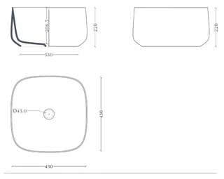 Раковина, Artceram, Cognac, шгв 430*430*220, отверстия для смесителя-1, Saniglaze, цвет-Glossy White (Товар заказной, возврату не подлежит) — изображение 1