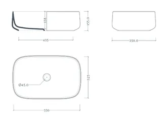 Раковина, Artceram, Cognac Quadro, шгв 550*350*155, отверстия для смесителя-1, Saniglaze, цвет-Brown matera (Товар заказной, возврату не подлежит) — изображение 1