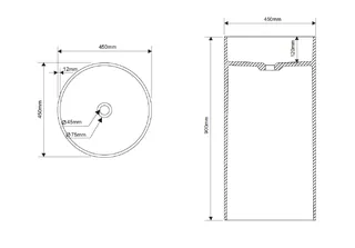 Раковина, DEA Design, Pedestal Basin, шгв 465*450*900, отверстия для смесителя-отсутствуют, цвет-Grey Matt (Товар заказной, возврату не подлежит) — изображение 1
