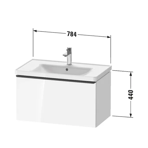 Тумба под раковину, Duravit, D-Neo, шгв 784*452*440, раковина-необходимо заказать, цвет-бетонно-серый матовый — изображение 1