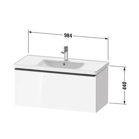 Тумба под раковину, Duravit, D-Neo, шгв 984*452*440, раковина-необходимо заказать, цвет-белый глянцевый — изображение 1