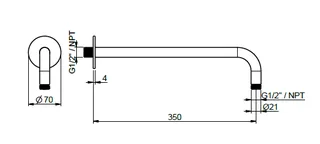 Держатель верхнего душа, Almar, 316 Stalnless Steel, цвет-Absolute Black Brushed PVD (Товар заказной, возврату не подлежит) — изображение 1