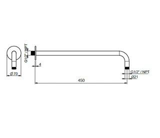 Держатель верхнего душа, Almar, 316 Stalnless Steel, цвет-Copper Brushed PVD 316 (Товар заказной, возврату не подлежит) — изображение 1