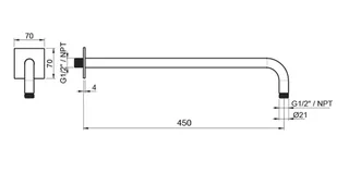Держатель верхнего душа, Almar, 316 Stalnless Steel, цвет-Stainless Steel AISI 316 (Товар заказной, возврату не подлежит) — изображение 1