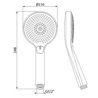 Ручной душ, Almar, Hand Showers, 110, цвет-High Brass Brushed PVD/чёрный (Товар заказной, возврату не подлежит) — изображение 1