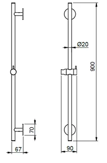 Штанга для душа, Almar, 316 Stainless Steel, 900, цвет-316 Stainless Steel (Товар заказной, возврату не подлежит) — изображение 1