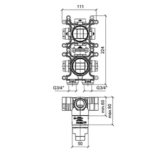 Внутренняя часть, Almar, Water Control Modular, термостатического смесителя с переключателем на 2 положения, вертикальный модуль (Товар заказной, возврату не подлежит) — изображение 1