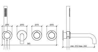 Смеситель для ванны и душа, Almar, Water Control Modular, цвет-черный матовый (Товар заказной, возврату не подлежит) — изображение 1
