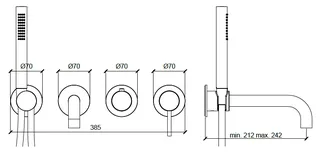 Смеситель для ванны и душа, Almar, Water Control Modular, с переключателем на 2-3 положения, цвет-черный матовый (Товар заказной, возврату не подлежит) — изображение 1
