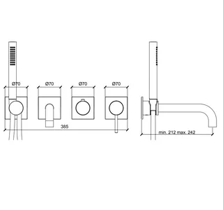 Смеситель для ванны и душа, Almar, Water Control Modular, цвет-Gun Metal Brushed PVD (Товар заказной, возврату не подлежит) — изображение 1