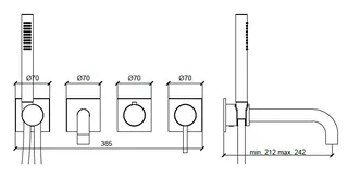 Смеситель для ванны и душа, Almar, Water Control Modular, цвет-никель брашированный (Товар заказной, возврату не подлежит) — изображение 1