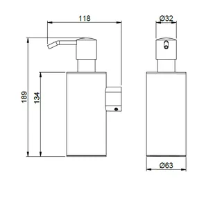 Дозатор для жидкого мыла, Almar, шгв 63*118*189, цвет колбы/дозатора-Gun Metal Brushed PVD (Товар заказной, возврату не подлежит) — изображение 1