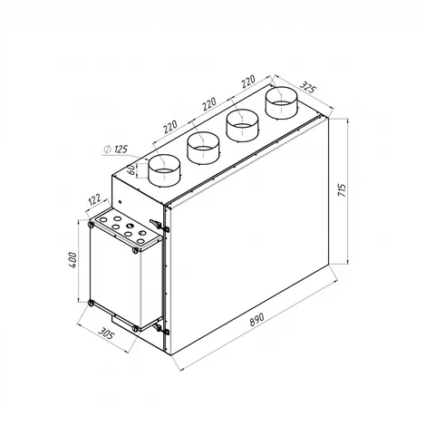 ECO V300EC W Pro, Вентиляционная установка Alasca ECO приточно-вытяжная с энтальпийным пластинчатым рекуператором + смес. узел, заслонки, датчики — изображение 1