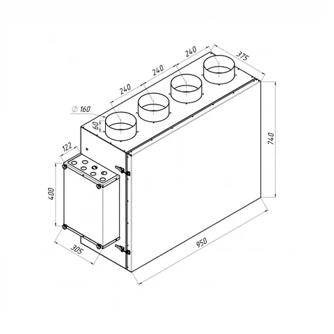 ECO V500EC W Pro, Вентиляционная установка Alasca ECO приточно-вытяжная с энтальпийным пластинчатым рекуператором + смес. узел, заслонки, датчики — изображение 1